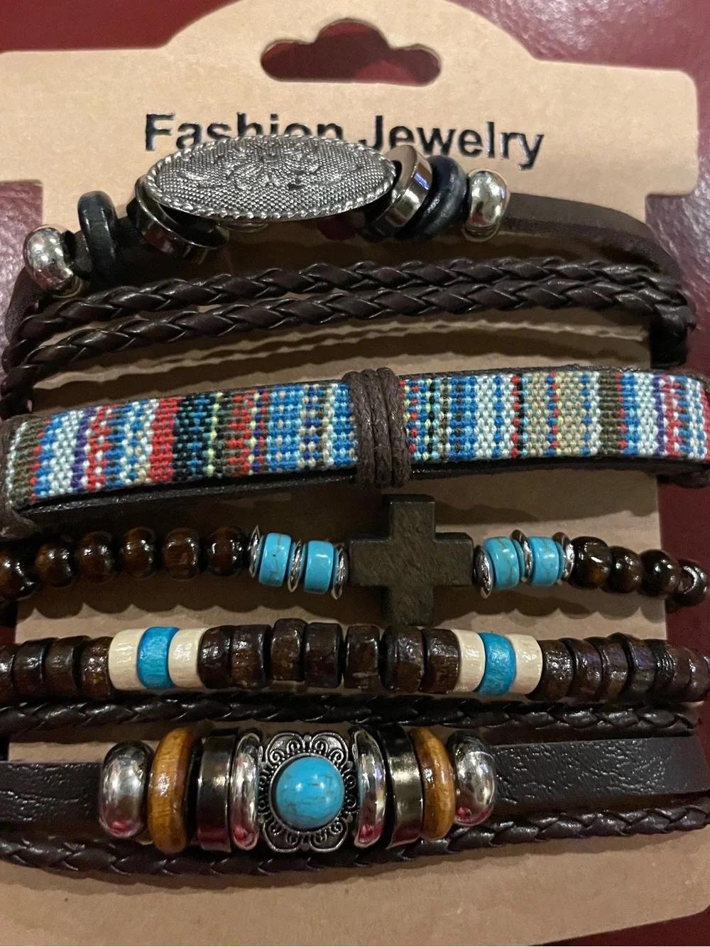 NEW Multi-Strand Brown & Faux Turquoise Beaded Fashion Jewelry Bracelets - Picture 4 of 4